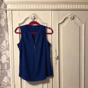 Sleeveless blue XS zip up shirt